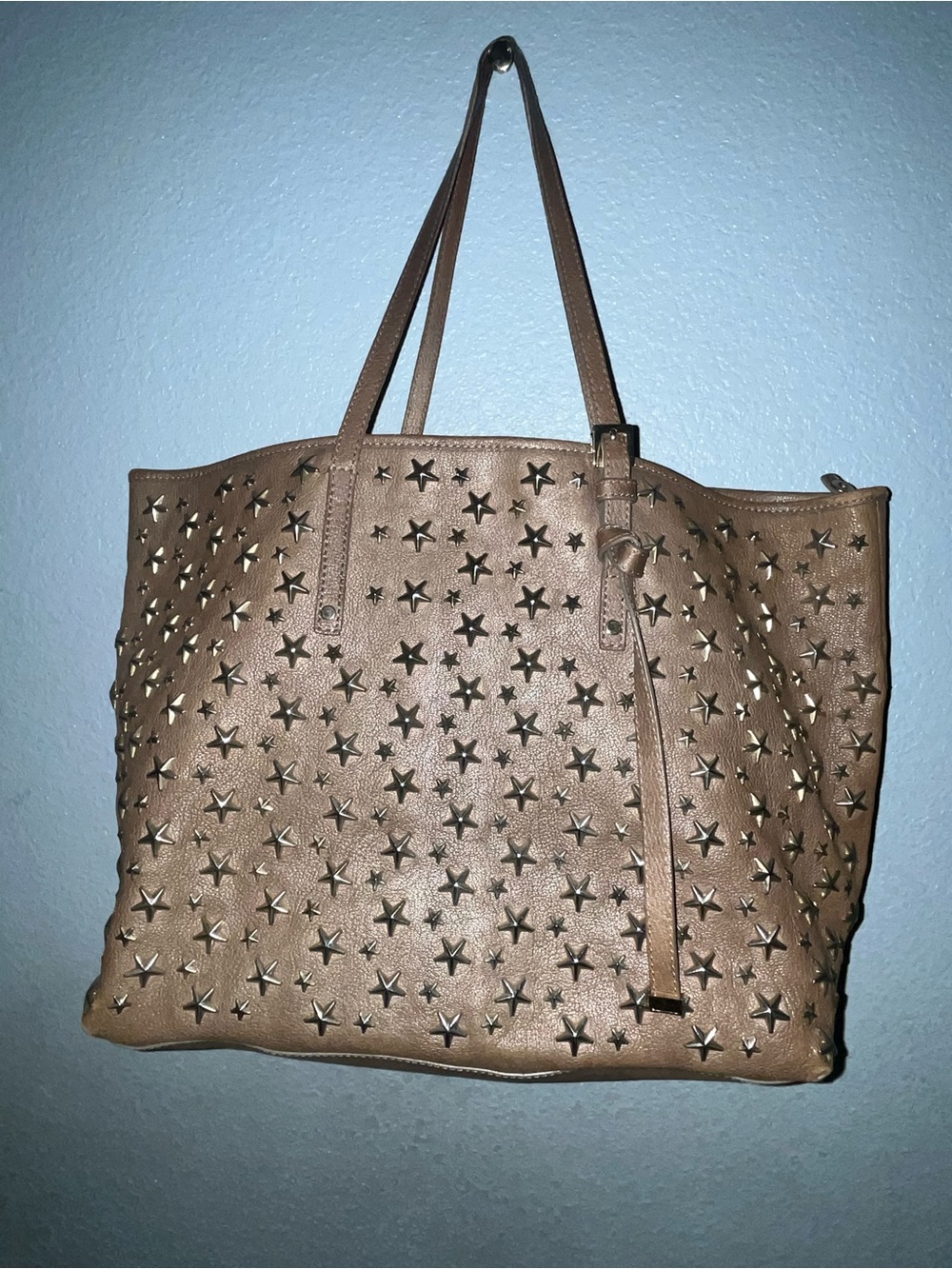 Jimmy Choo Taupe Star-Studded Tote